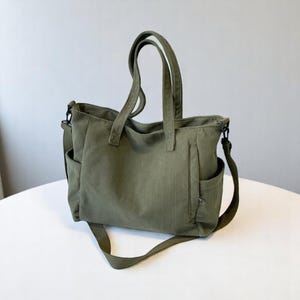 Cord Einkaufstasche - Große leichte Schulter Geldbörse, Samt Arbeit & Casual Handtasche, Beige Schwarz Grüne Tasche, Geschenk für Frauen