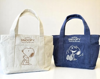 Bolso de hombro de pana de Snoopy: bolso kawaii con dibujos animados para niños y adolescentes, bonito bolso escolar, idea de regalo personalizada, monedero de pana suave.