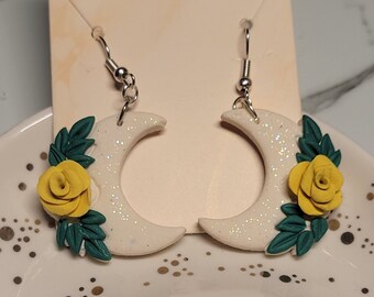 Yellow Rose Moon Sparkle Earrings