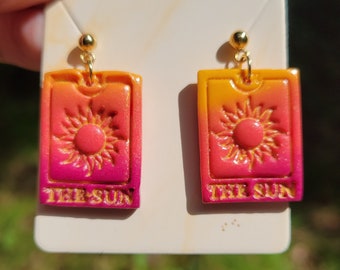 The Sun Tarot Card Clay Earrings