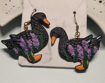 Black Duck Floral Lavendar Earrings