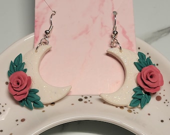 Pink Rose Moon Sparkle Earrings