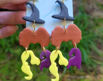 Witch Hair Halloween Clay Earrings