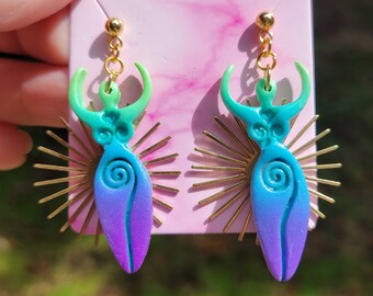 Goddess Sun Clay Earrings