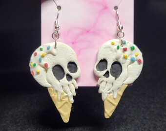 Vanilla Skull Ice Cream Summer Earrings