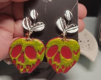 Poison Apple with Silver Leaves Earrings