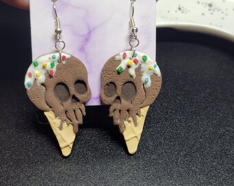 Skull Chocolate Ice Cream Summer Earrings