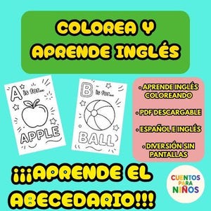 Abecedario bilingüe para niños – Aprende el alfabeto en español e inglés – Libro para colorear PDF – Educación infantil