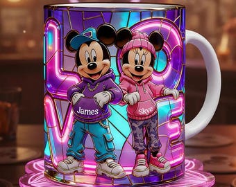 Disney Couple Coffee Mug 3D Embossed Personalized Romantic Gift Custom Mug for Couples