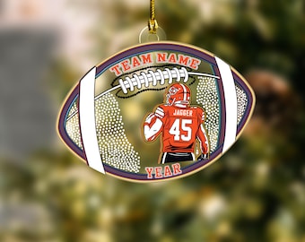 Personalized Football Christmas Ornament, Custom Team Name Year Acrylic Ornament, Sports Player Gift, Holiday Tree Decoration