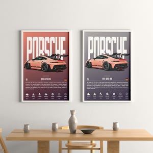 ポルシェ GT3 RS カーポスター デジタルプリント 壁掛け 子供部屋 男の子部屋 ドイツ車 装飾 子供用 ホームオフィス 装飾 モータースポーツアート 彼へのギフト