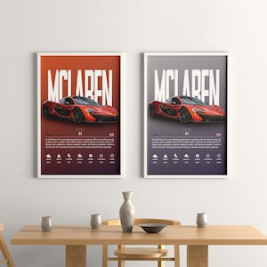 Póster digital McLaren P1, superdeportivo híbrido, arte mural imprimible, decoración de garaje, regalo para entusiastas de los coches, impresión automotriz moderna, arte mural McLaren