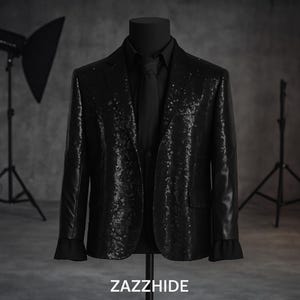 Handcrafted Ghost Band Papa Emeritus Black Blazer | Ghost Band Papa Black Sequin Coat | Gothic Rock Concert Papa Costume Coat