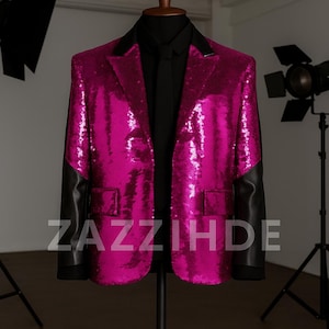 Handcrafted Ghost Band Papa Emeritus Cosplay Purple Blazer | Ghost Band Papa Purple Sequin Jacket | Gothic Rock Concert Papa Costume Coat