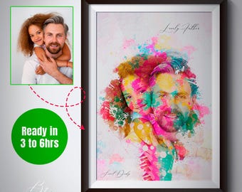 Portrait of Dad and Child from Photo | Personalized Father's Day Gift | Personalized Birthday Gift for Dad