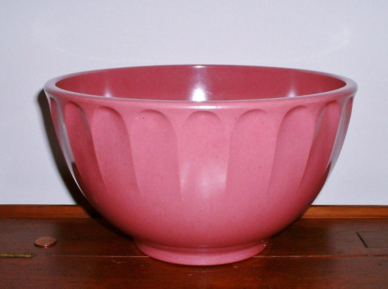 Vintage Boonton Melmac Bowl Raspberry Pink Thumbprint Etsy