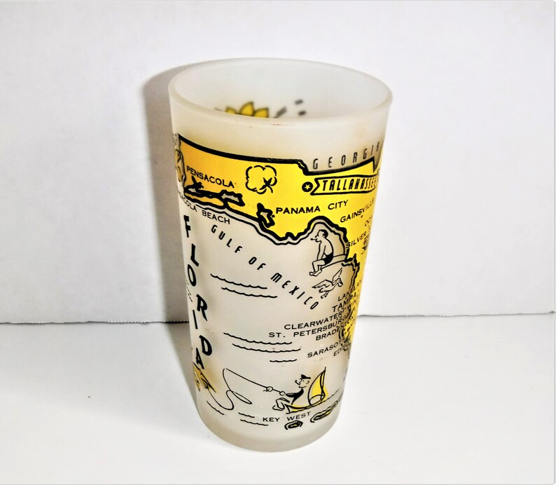 Florida Souvenir Tumbler State Glass 1960's Mid Century Etsy