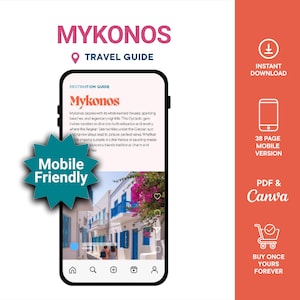 Mykonos Reiseführer | Griechenland Rundreise | Handyführer | Digitaler Download | Canva Vorlage | Kykladen Urlaub | Reiseplaner