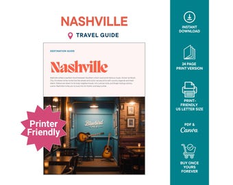 Guía de viaje de Nashville / Guía imprimible de la ciudad / Planificador de viajes de Nashville / Vacaciones en EE. UU. / Descarga digital / Planificador de viaje en PDF