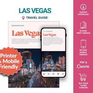 Las Vegas Travel Guide | Mobile + Printable Guide | Editable Canva Template | Trip Planner | Nevada Travel | Digital Download