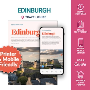 Edinburgh Travel Guide | Printable Mobile Editable Canva | City Guide | Trip Planner | Scotland UK Travel | Instant Digital Download