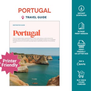 Guia de Viagem de Portugal | Roteiro para Imprimir | Planejador de Viagens para Portugal | Guia de Férias na Europa | Download Digital de Viagens