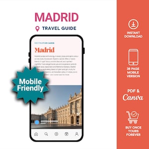 Madrid Reiseführer | Spanien City Guide | Mobile Reiseplaner | Digital Travel Download | Canva Vorlage | Spanien Urlaub