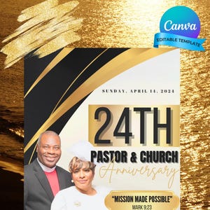 Church Anniversary Program Template (Black and Gold)