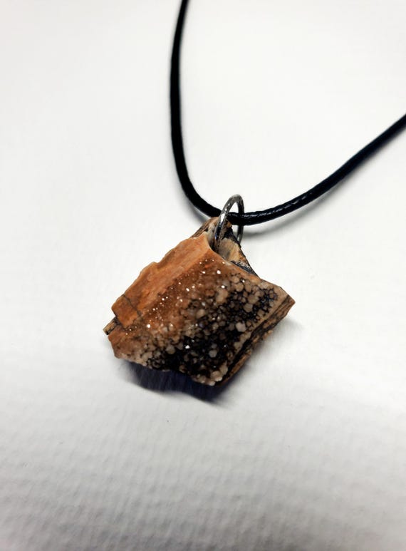 Druzy Petrified Wood Necklace