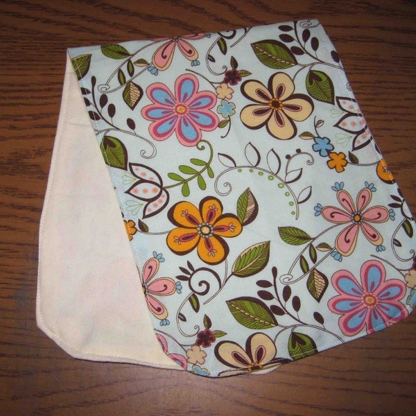 Baby/ Childrens Burp Cloth Blue with Pink Flowers Floral