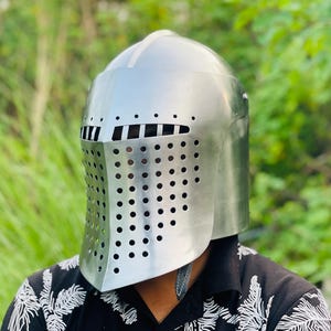 Medieval Barbute Helmet ~ Italian Knight Face Armor ~ 18 Gauge Steel  Helmet for LARP, SCA, Cosplay & Reenactment ~ Best Gift For Him