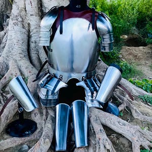 Medieval Steel Half Armor Suit ~  Battle-Ready Cuirass & Leg Guards | LARP Cosplay Armor | Knight Costume Collectible ~ Best Gift For Him