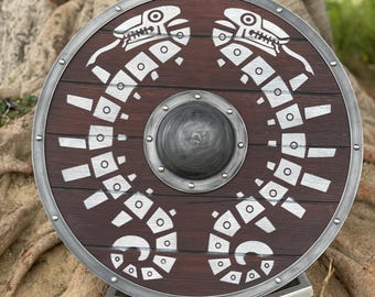 Medieval Viking Dragon Wooden Shield ~ Zelda Traveler&#39;s Shield ~ Authentic Battleworn Viking Shield ~ Medieval warrior Shield ~ Best Gift