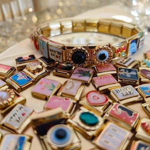 Italian Charms Bracelet,Custom Gold Italy Charms,Personalized Italian Bracelet, Charms,Jewelry Gifts for Her,Birthday gift,mom gift