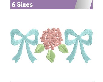 Hydrangea Bow Embroidery Design: Preppy Floral (Digital Download)