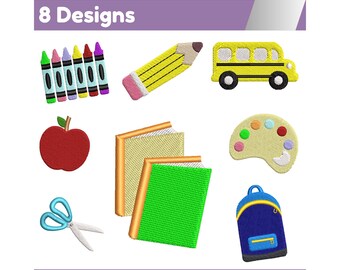 Back To School Embroidery Designs Bundle (Digital File)