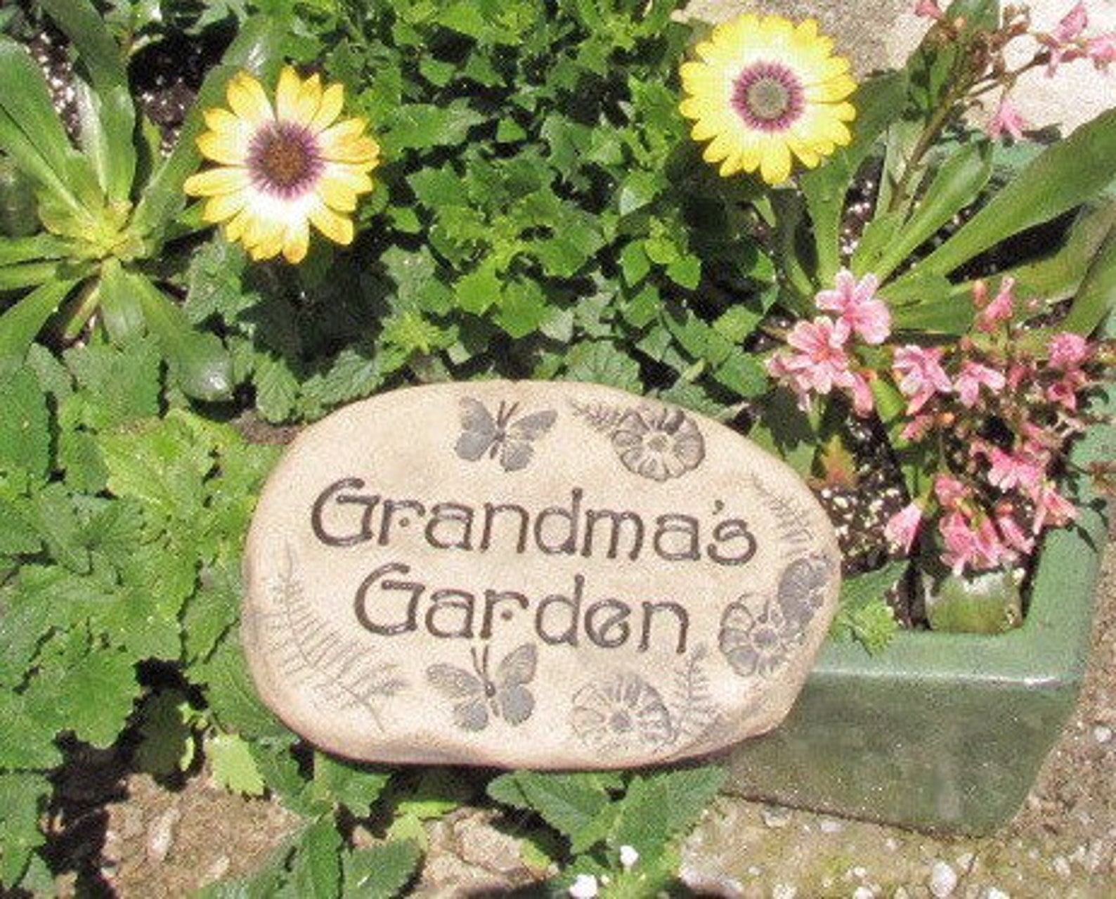 Grandma's Garden stone Grandma home decor. Art for Etsy