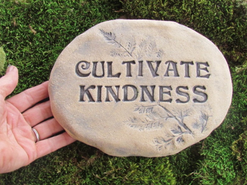 Natural minimalist decor Handmade pottery Words Motivational quote stone Kindness rock message: Cultivate kindness