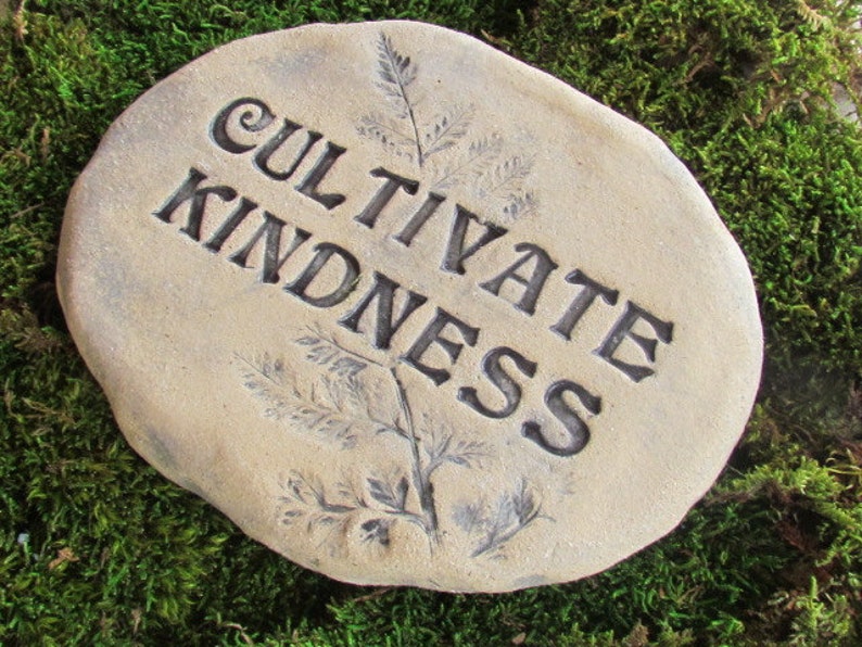 Natural minimalist decor Handmade pottery Words Motivational quote stone Kindness rock message: Cultivate kindness