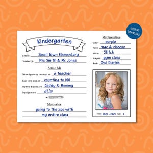 Printable School Memory Box Folder Cover Page, School Keepsake Box, School File Box, Memory Box Questionnaire, School Memory Page for Kids