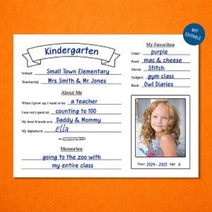 Printable School Memory Box Folder Cover Page, School Keepsake Box, School File Box, Memory Box Questionnaire, School Memory Page for Kids