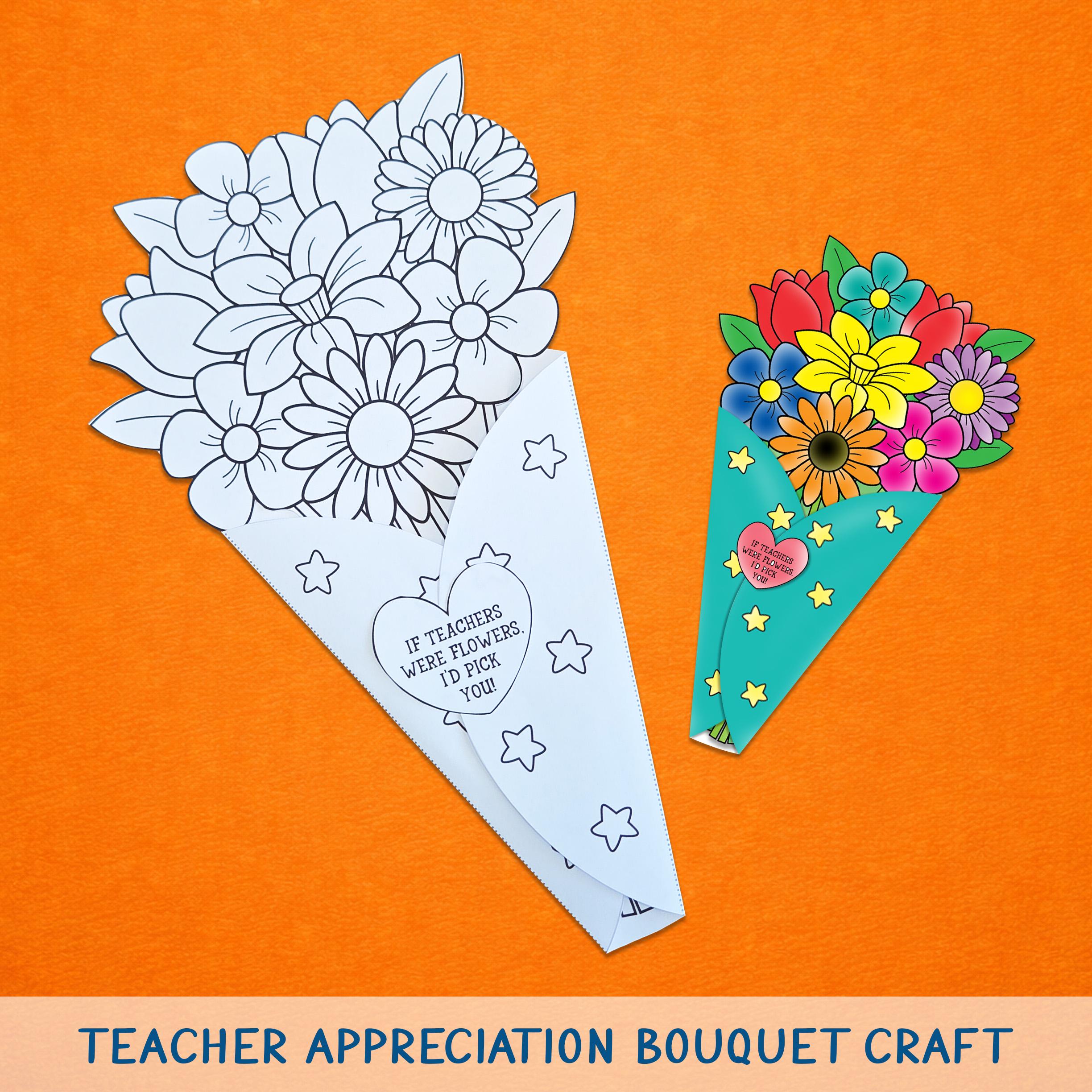 Paper Flower Bouquet Teacher Gift, Teacher Appreciation Coloring Pages ...