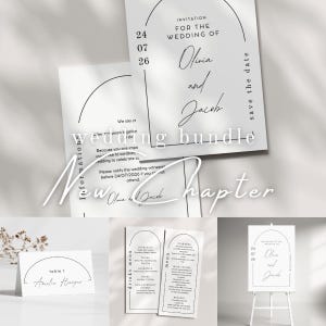 Invitación de boda minimalista en blanco y negro: Plantilla editable de Canva (descarga digital)