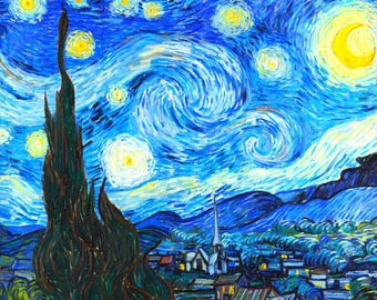 Starry Night Van Gogh Print | Famous Painting, Museum Quality (Digital Download)