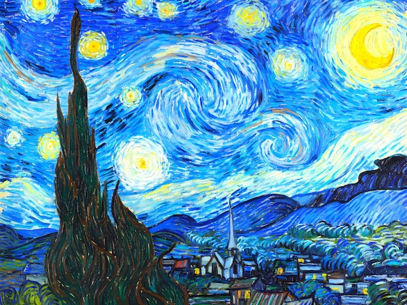 Starry Night Van Gogh Print | Famous Painting, Museum Quality (Digital Download)