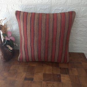 16x16-inch Vintage Kilim Pillowcase, Home Decor, Turkish Pillow, Kilim Pillow, Decorative Throw Pillow, Carpet Pillow, Kilim Cushion Cover
