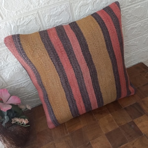 16x16-inch Vintage Kilim Pillowcase, Home Decor, Turkish Pillow, Kilim Pillow, Decorative Throw Pillow, Carpet Pillow, Kilim Cushion Cover
