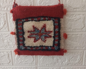 Handvävd axelväska med anatoliskt motiv, folkloristisk väska med rotfärg, autentisk turkisk axelväska med kelimmotiv i ett stycke, handgjord vintageväska