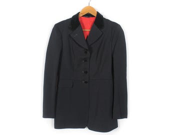 VINTAGE HARRY HALL Black Show Jumping Hacking Womens Blazer Jacket Size S 1980s