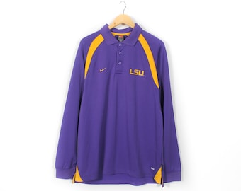 Vintage Nike LSU Tigers Longsleeve Basketball Jersey Mens Size L Purlpe 90s